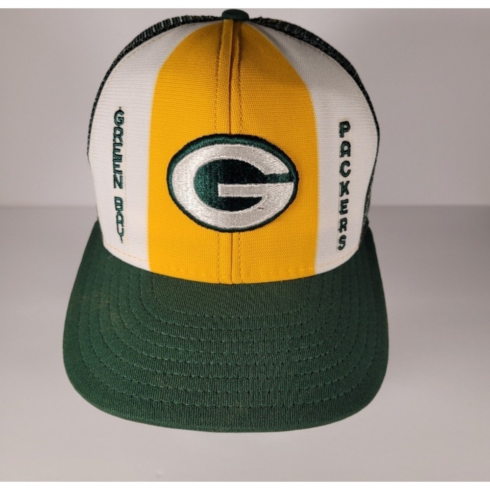 Vintage AJD Lucky Stripes Green Bay Packers Snapback Truck Hat NFL